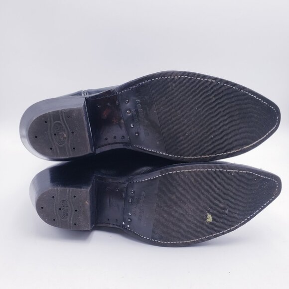 Boulet 0629 Cowhide Leather Classic Black Snip Toe Cowboy Boots Men's Size 9.5 E - Picture 7 of 9